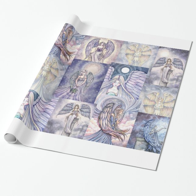 Many Angels Collage Gift Wrap by Molly Harrison (Unrolled)