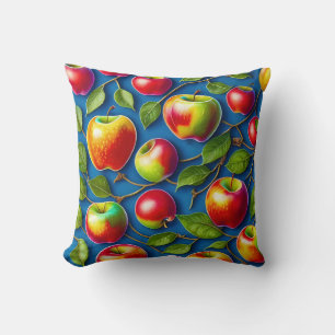 many apple fruit paintings, in the central  throw pillow