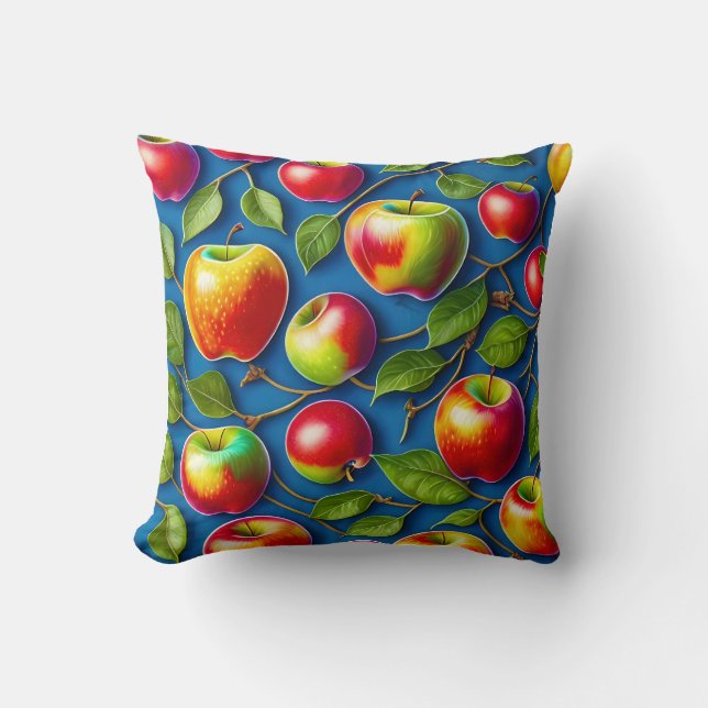 many apple fruit paintings, in the central  throw pillow (Front)