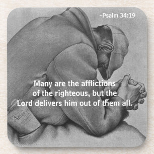 Many are the afflictions Bible Quotes Coaster