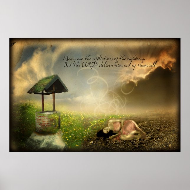 Many are the Afflictions (Scripture Art Poster) Poster (Front)
