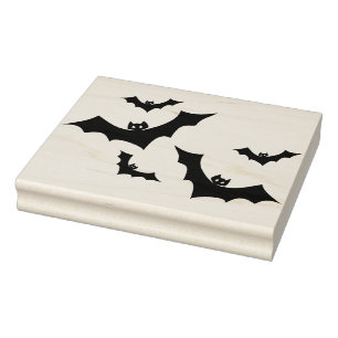 Many bats silhouette art stamp