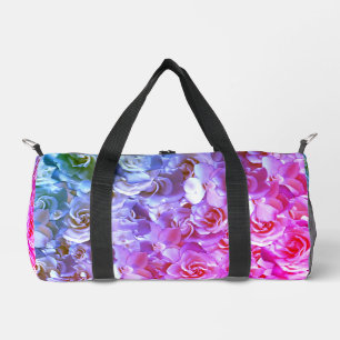 Many beautiful petals of rose duffle bag