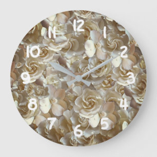 Many beautiful petals of rose large clock