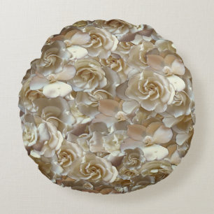 Many beautiful petals of rose round pillow