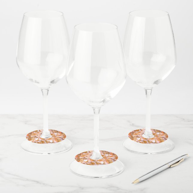 Many beautiful petals of rose     wine glass tag (Set)