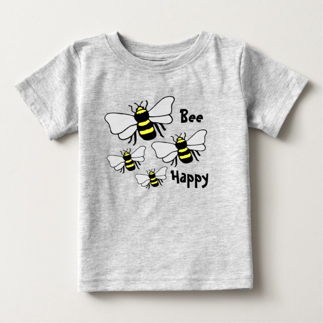 Many Bees "Bee Happy" Toddler Tee (Front)