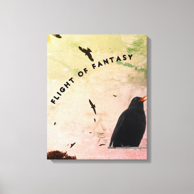 Many birds and a contrail canvas print (Front)