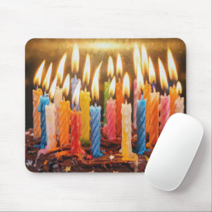 Many Birthday Candles on a Chocolate Cake Mouse Pad