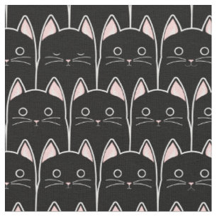 Many Black Cats Pattern Fabric