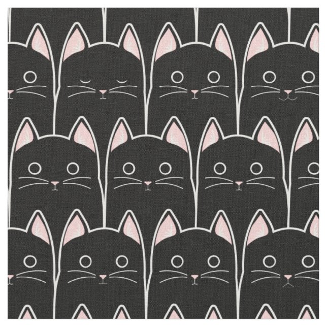 Many Black Cats Pattern Fabric (Close Up)