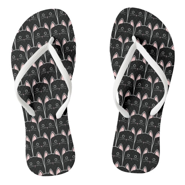 Many Black Cats Pattern Flip Flops (Footbed)