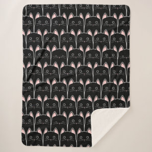 Many Black Cats Pattern Sherpa Blanket