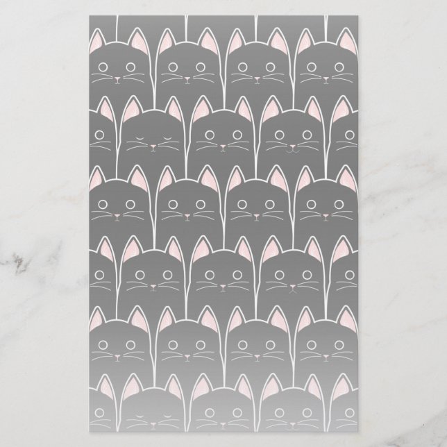 Many Black Cats Pattern Stationery (Front)