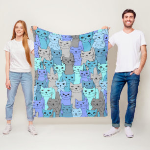 Many Blue Cats Design Fleece Blanket
