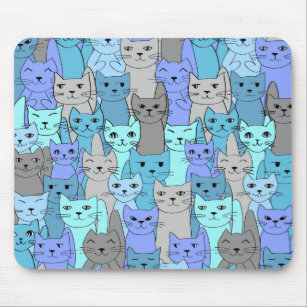 Many Blue Cats Design Mousepad