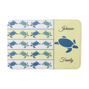 Many Blue Turtles Any Family Name Bath Mat