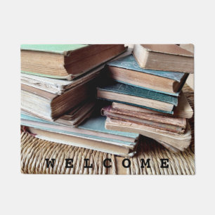 Many books on an old chair doormat