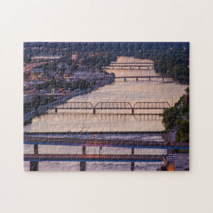 Many Bridges Span The Grand River, Sunset View Jigsaw Puzzle