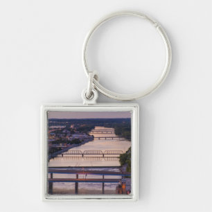 Many Bridges Span The Grand River, Sunset View Keychain