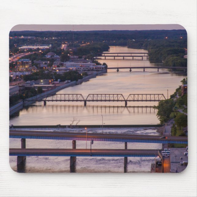 Many Bridges Span The Grand River, Sunset View Mouse Pad (Front)