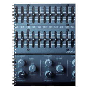 Many buttons on a sound mixer in a recording studi notebook