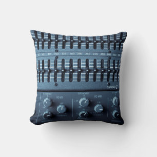 Many buttons on a sound mixer in a recording studi throw pillow