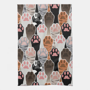 Many Cat Paws Pattern Kitchen Towel