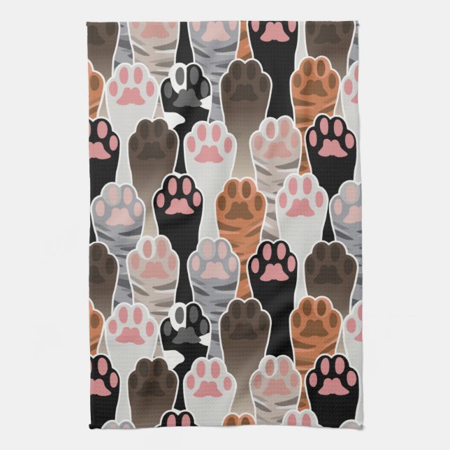 Many Cat Paws Pattern Kitchen Towel (Vertical)