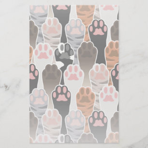 Many Cat Paws Pattern Stationery
