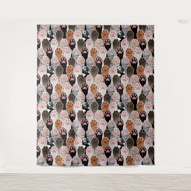 Many Cat Paws Pattern Tapestry (Front)