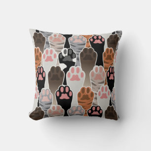 Many Cat Paws Pattern Throw Pillow