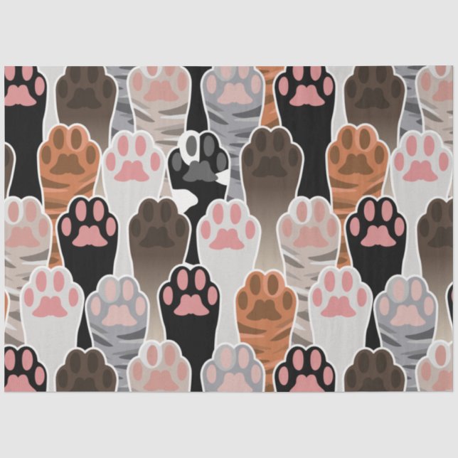 Many Cat Paws Pattern Tissue Paper (Front)