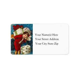 Many Christmas Packages Vintage Address Label