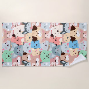 Many Colorful Dogs Design Beach Towel