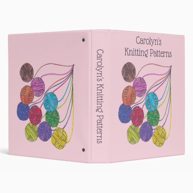 Many coloured balls of yarn, knitting patterns binder (Background)