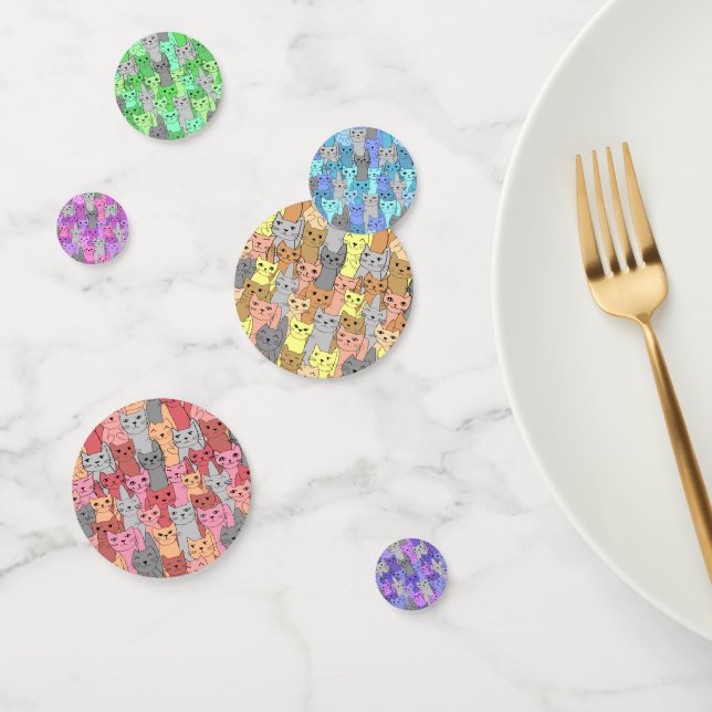 Many Colourful Cats Design Table Confetti (Group)