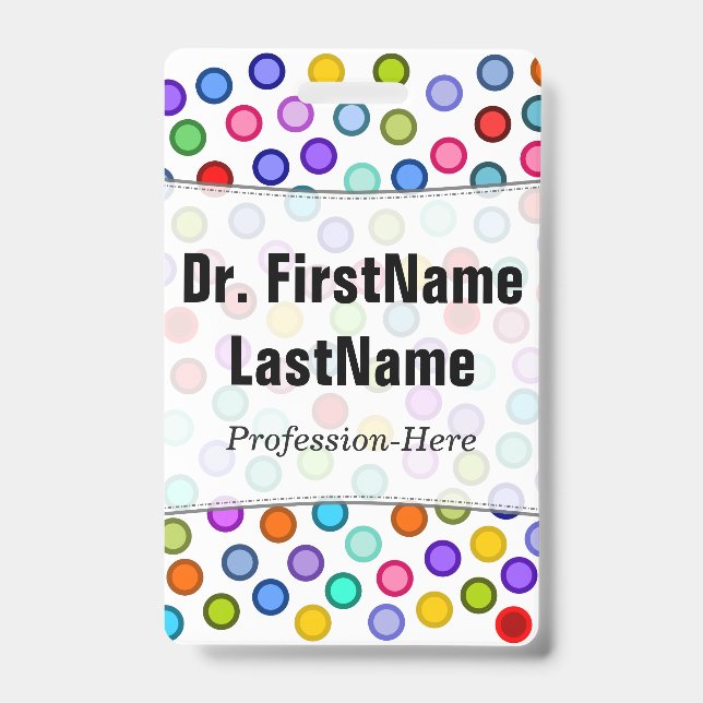 Many Colourful Circles; Personalized Name Badge (Front)