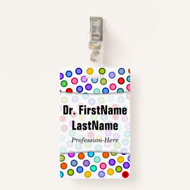 Many Colourful Circles; Personalized Name Badge (Front with Clip)