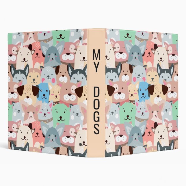 Many Colourful Dogs Design 3-Ring Binder (Background)