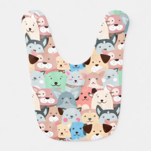 Many Colourful Dogs Design Baby Bib