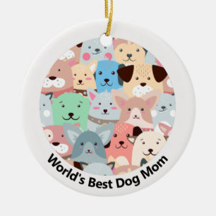 Many Colourful Dogs Design Ceramic Ornament