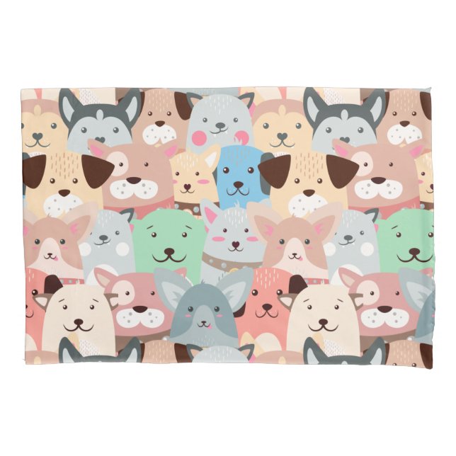 Many Colourful Dogs Design Pillow Case (Front)
