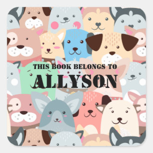 Many Colourful Dogs Design Square Sticker