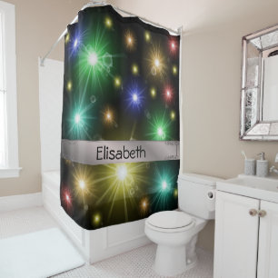 many colourful glowing festive lights shower curta
