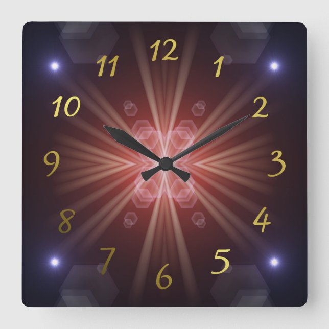 many colourful little sun, lights square wall clock (Front)