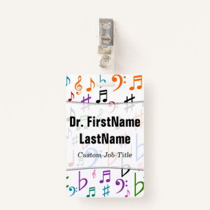 Many Colourful Music Notes and Symbols; Custom Badge