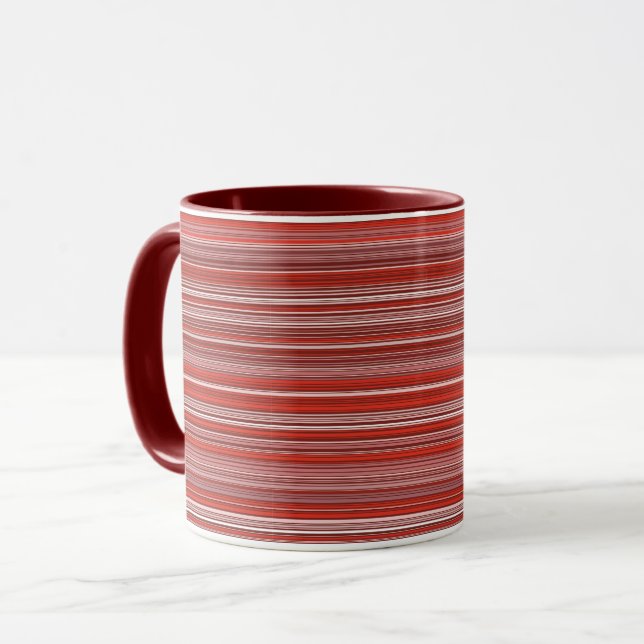 Many colourful stripes in red pattern coffee mug (Front Left)
