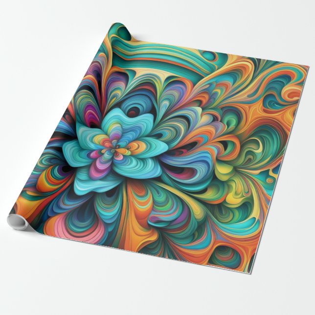 Many Colours Flower Boho Wrapping Paper (Unrolled)