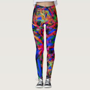 Many crooked squares with colourful 'brushstrokes' leggings